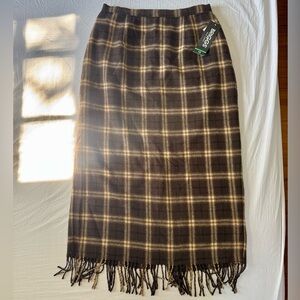 Briggs New York Brown Plaid Midi Skirt